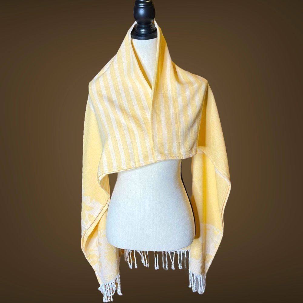The Girlfriend NWT Yellow and White Woven Towel Wrap 70” Beach Coverup